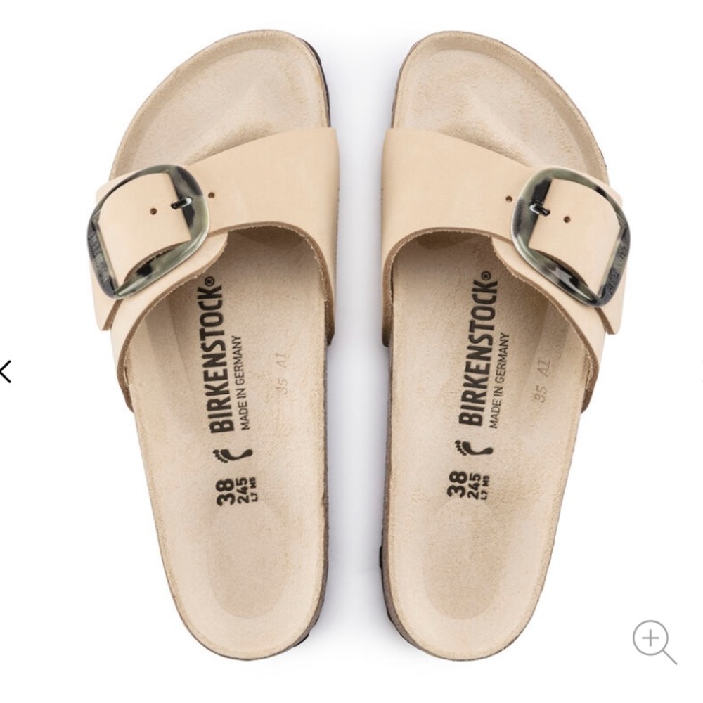 Birkenstock Madrid Big Buckle Nubuck Leather Almond size 38, BRAND NEW in box
